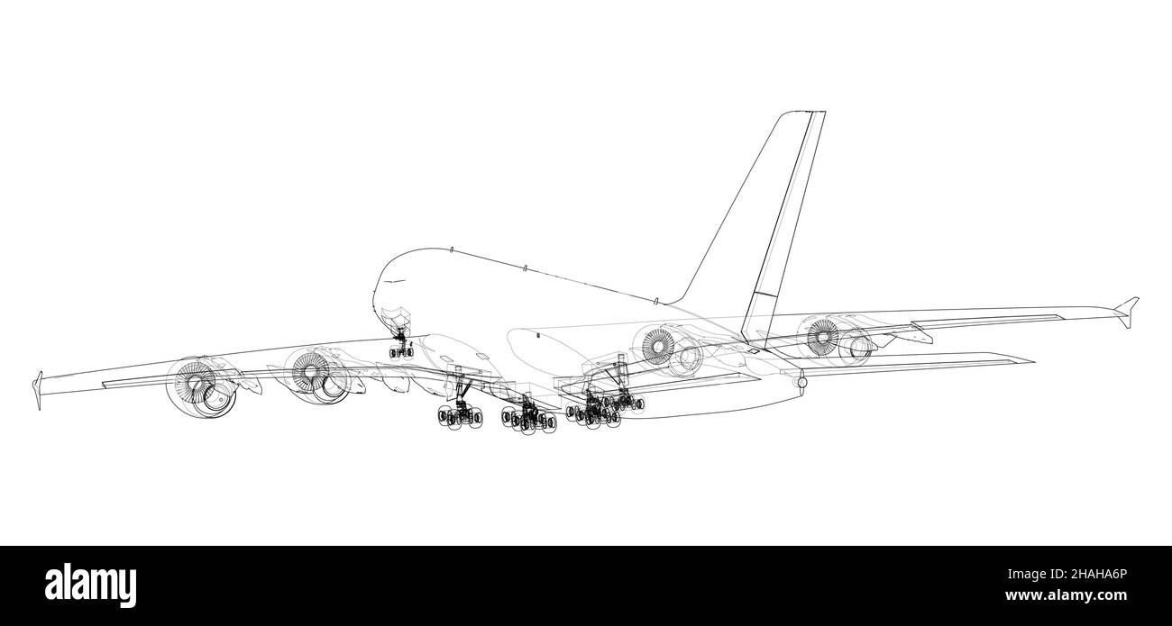 Passagierflugzeug. Vektorrendering von 3d Stock Vektor