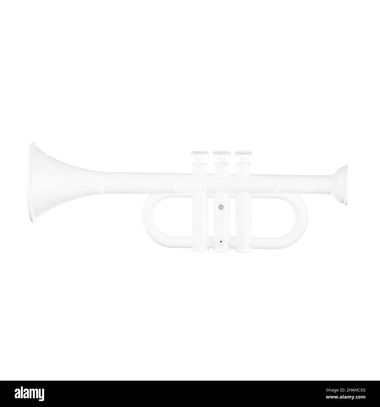 Weiße Trompete auf weißem Hintergrund Stockfoto