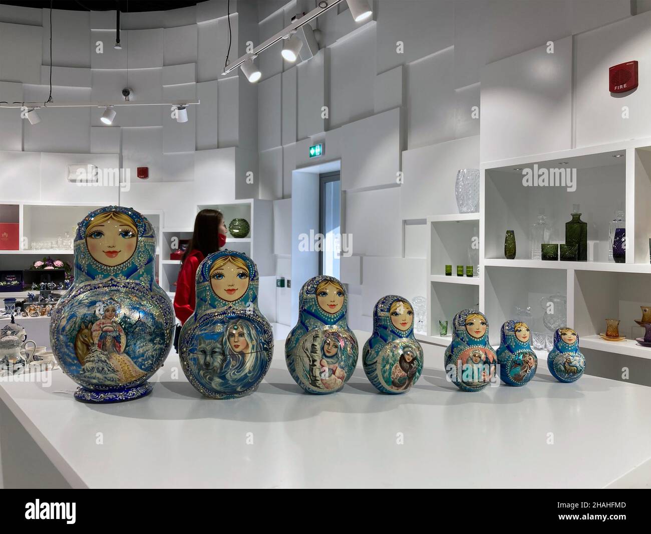 VAE, Dubai - 28. November 2021: matroschka-Puppen im Pavillon Russland auf der World Expo 2020 Stockfoto