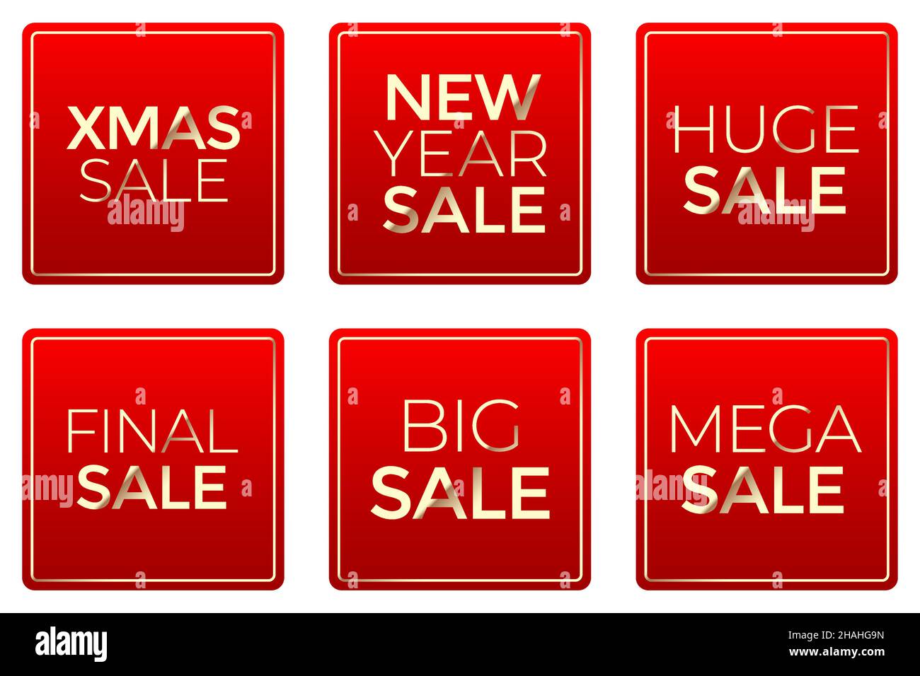 Vektor-Set von quadratischen Form roten Verkaufs-Tags, isoliert auf weißem Hintergrund Stock Vektor