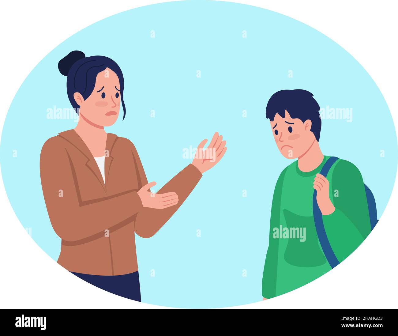 Mit wichtigen Gespräch mit teen 2D Vektor isolierte Illustration Stock Vektor