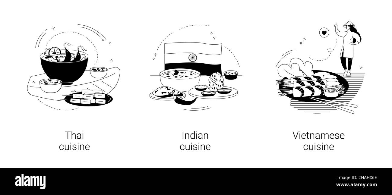 Orientalische Küche abstrakte Konzept Vektor Illustrationen. Stock Vektor