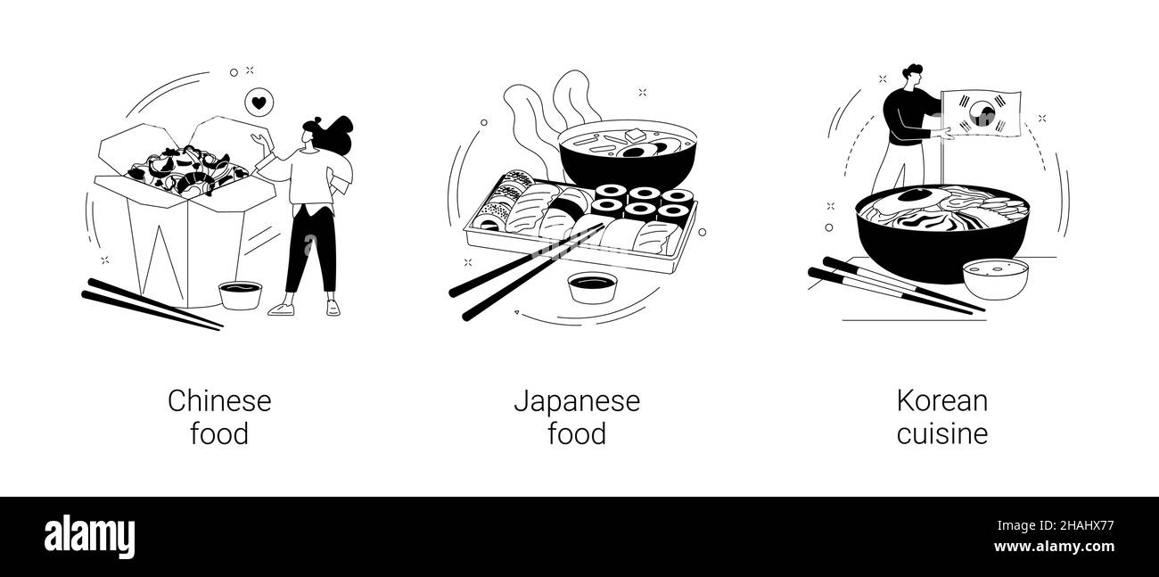 Asiatische Lebensmittel abstrakte Konzept Vektor Illustrationen. Stock Vektor