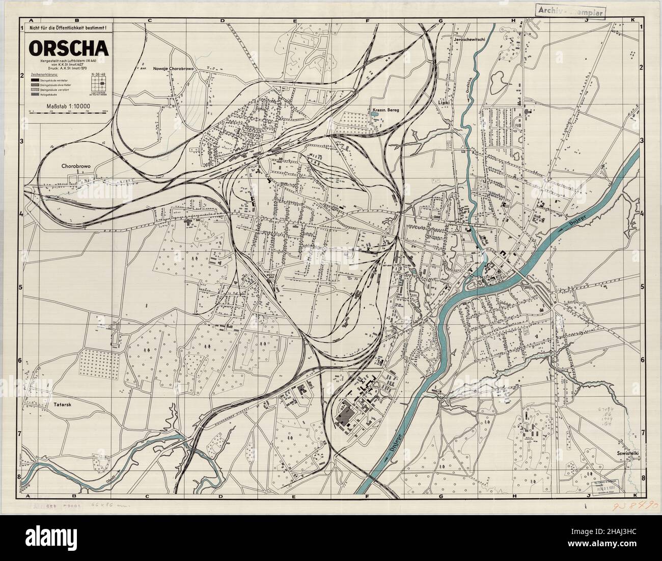 Orsha Karte, Orscha Karte, Orsha Print, alte Orsha Karte, Karte von Orsha, Old Orsha Map, Орша Карта, Карта Оршы, Karte von Weißrussland, Karte von Weißrussland, Karten Von Belarus Stockfoto