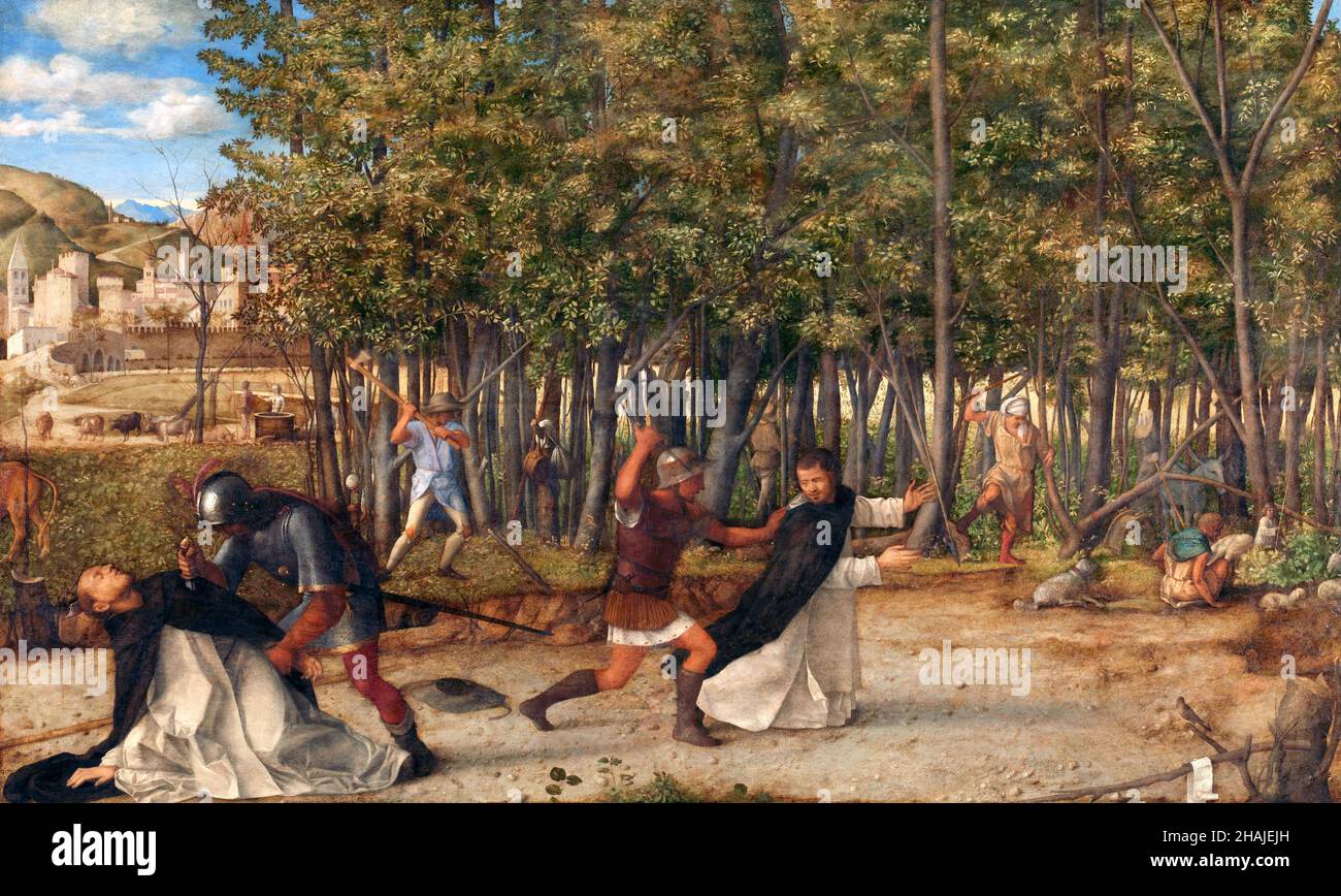 Die Attentat auf den heiligen Peter Märtyrer von Giovanni Bellini (ca. 1435-1516), Öl auf Tafel, c. 1505-07 Stockfoto