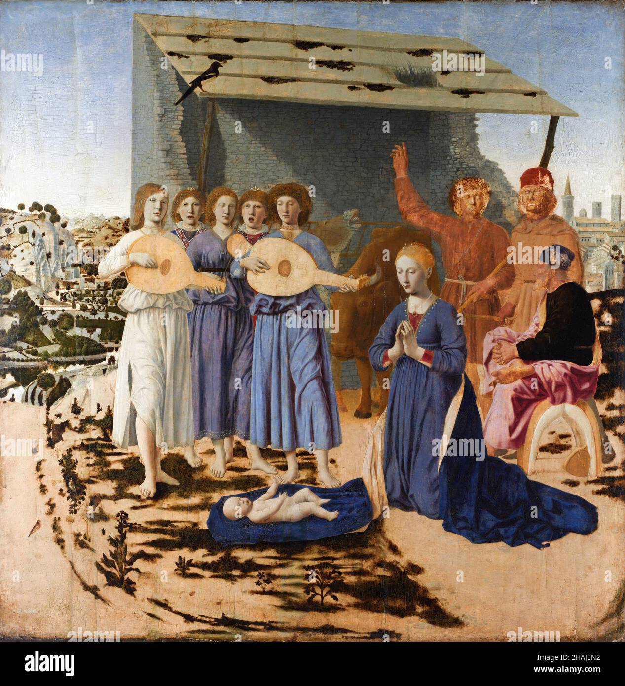 Die Geburt des italienischen Renaissance-Künstlers Piero della Francesco (um 1415/20-1492), Tempera auf Pappel, c.. 1470-75 Stockfoto