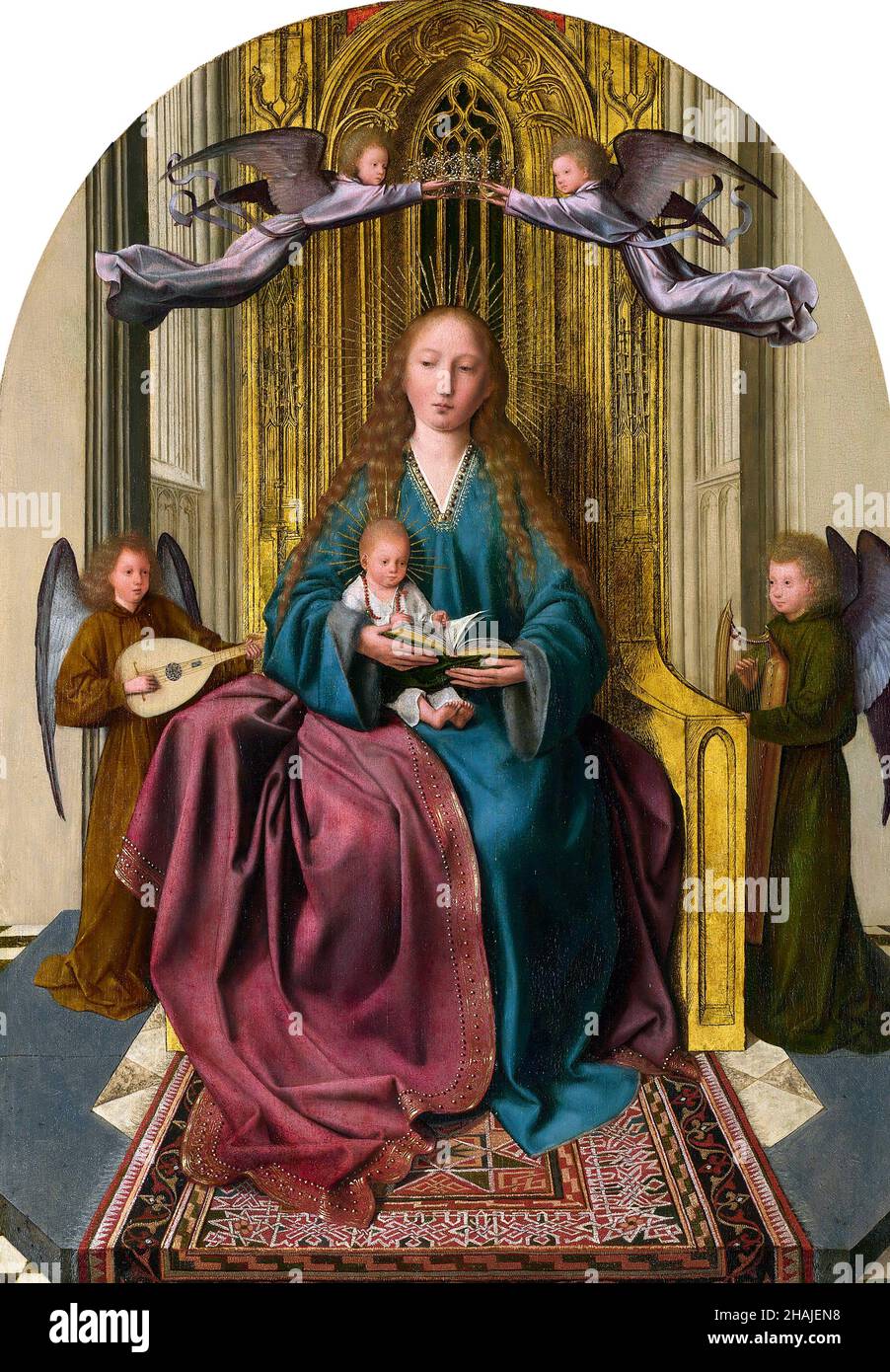 Die Jungfrau und das Kind thronen, mit vier Engeln von Quentin Matsys (ca. 1465/6-1530), Öl auf Eichenholzplatte, ca. 1506-09 Stockfoto