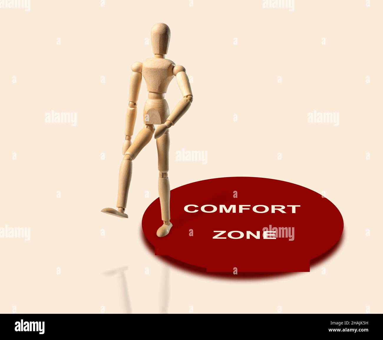 Comfort Zone Leaxing, Exit-Konzept. Steigen Sie auf Wachstum und Erfolg aus. Stockfoto