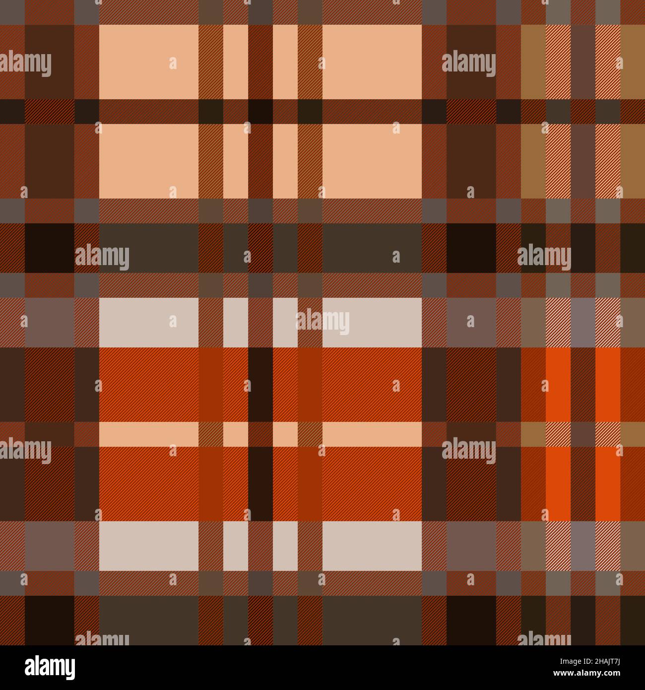 Kontrastierende mehrfarbige Tartan Schottische nahtlose Muster in Orange und Braun Farben mit diagonalen Linien, Textur für Tartan, Karo, Tischdecken, Kleidung, Be Stock Vektor