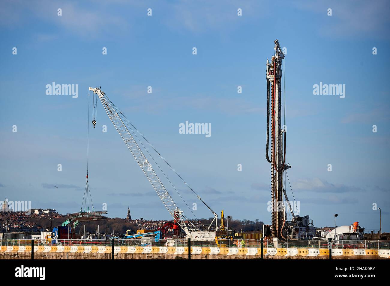 Liverpool, Merseyside, Großbritannien - Dez, 02 2021. Ein allgemeiner Blick auf Bramley-Moore Dock während des Baus eines neuen Fußballstadions für Everton Football cl Stockfoto