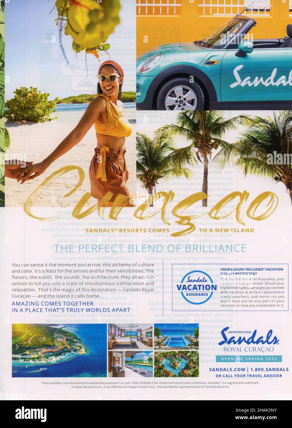 Ganzseitige Anzeige im November 2021 Travel+Leisure Magazin, USA Stockfoto