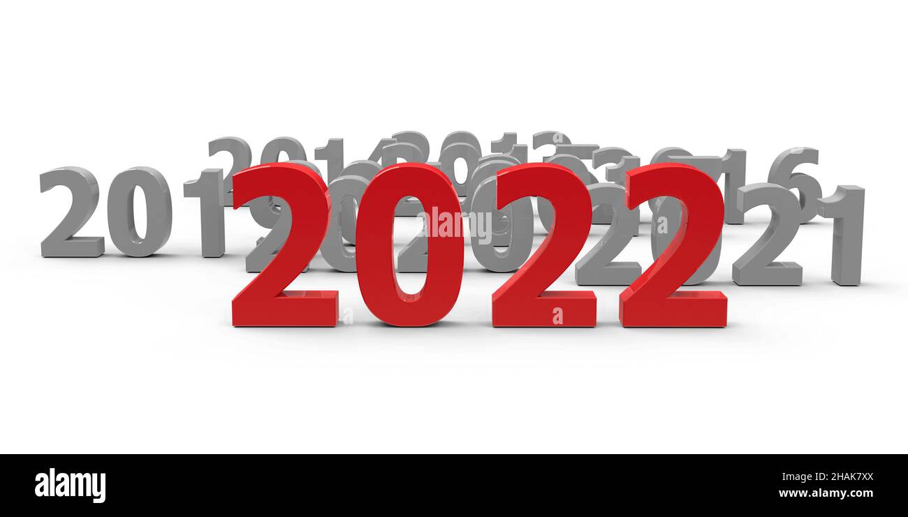 2022 Come repräsentiert das neue Jahr 2022, dreidimensionales Rendering, 3D Illustration Stockfoto