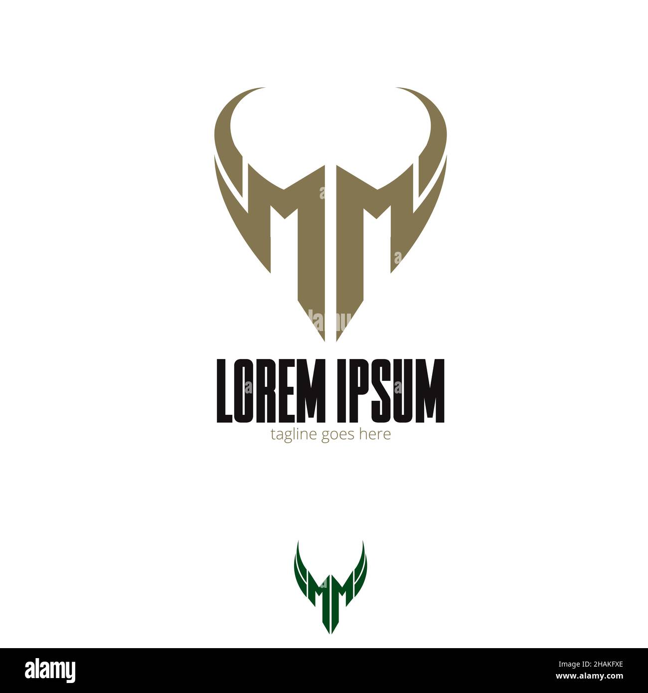 MM-Zeichen auf Basis eines militärischen Symbols mit Flügeln für Sport, Esport, Design-Element oder andere Zwecke. Stock Vektor