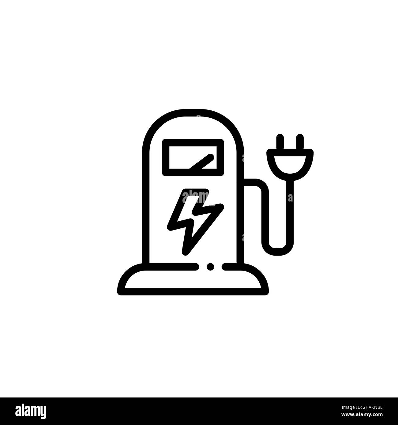 Ladestation für Elektroautos. Pixel Perfect, bearbeitbares Kontursymbol Stock Vektor