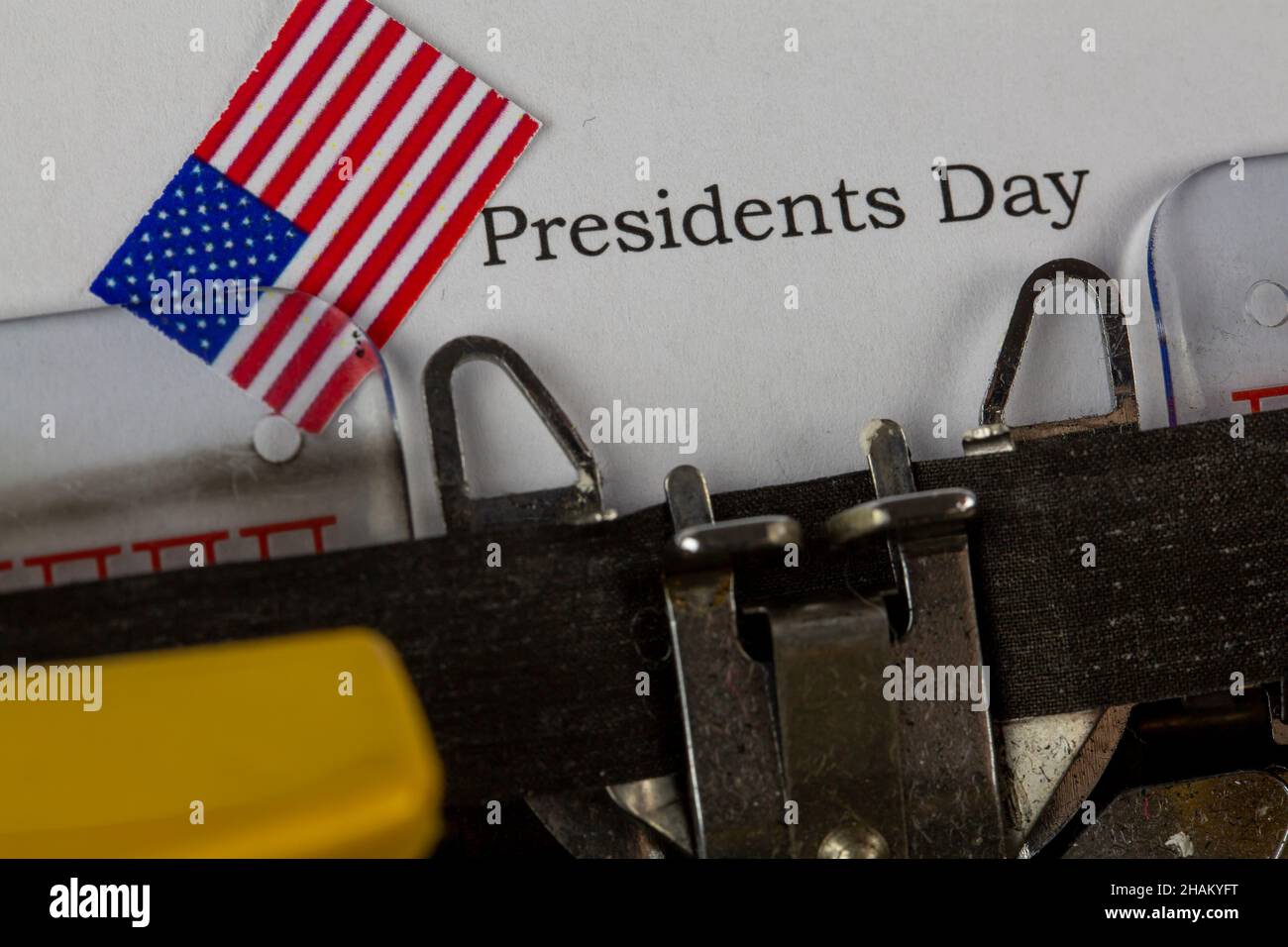 Alte Schreibmaschine und President Day Stockfoto