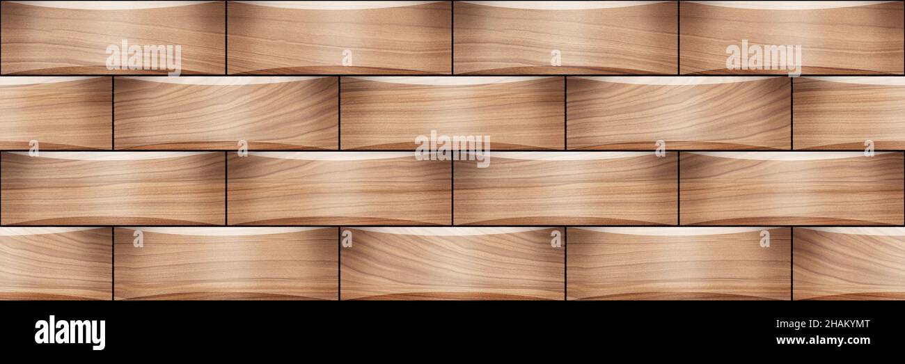 3d Elevation Wandfliesen Design, Holz Nahtloses Muster Keramikfliesen Design für Dekor. Stockfoto