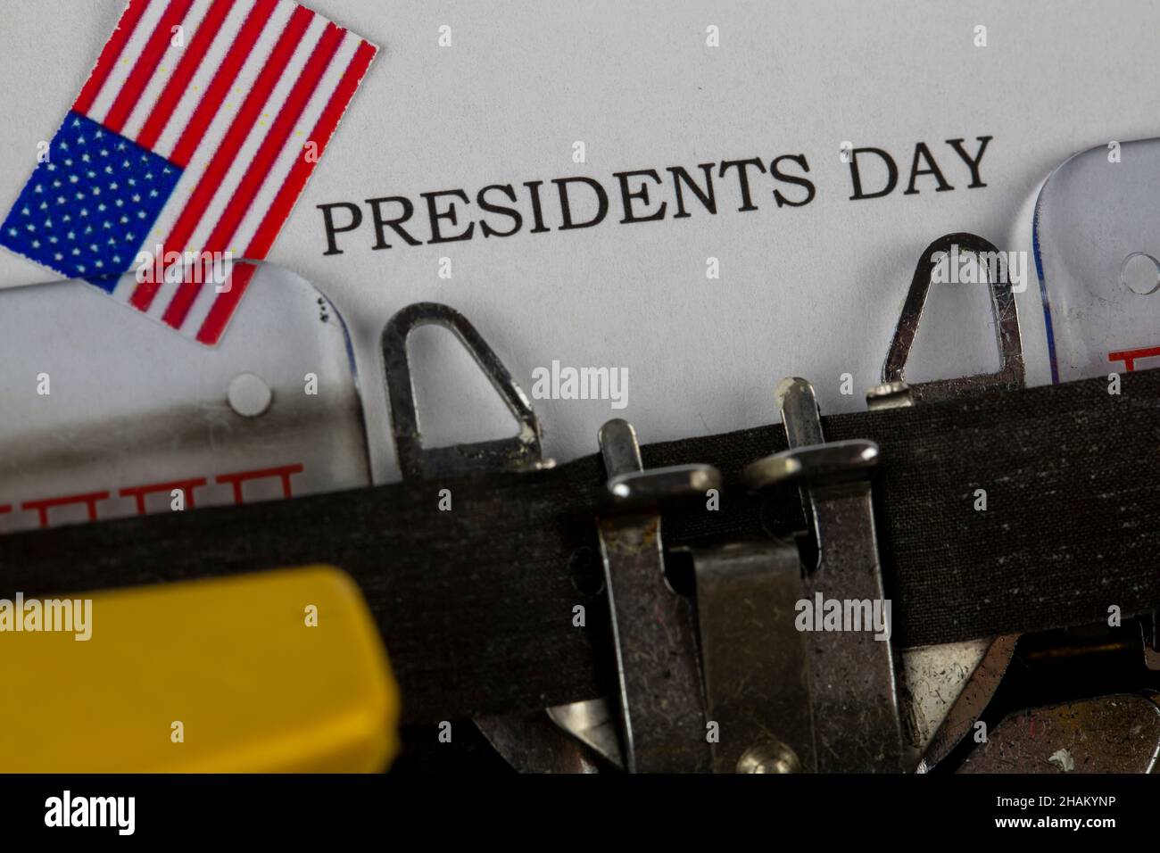 Alte Schreibmaschine und President Day Stockfoto
