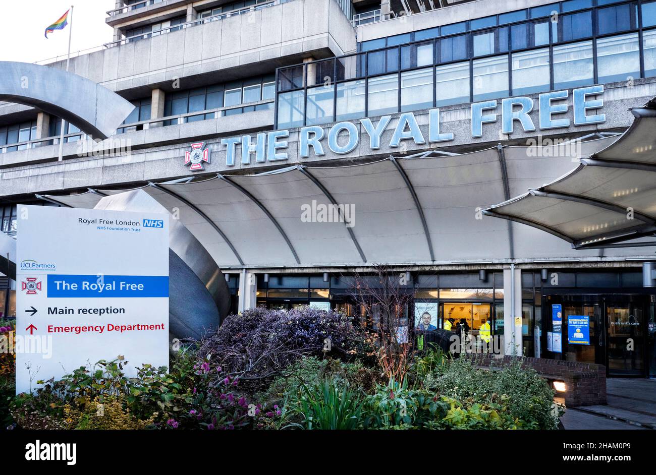 The Royal Free Hospital Eingang Hampstead London Großbritannien Stockfoto