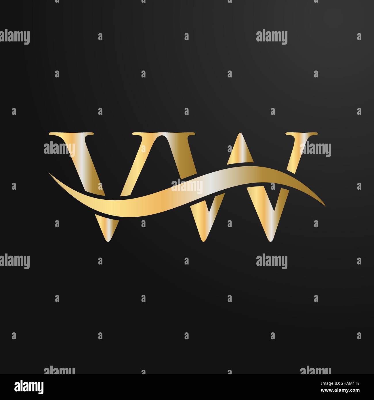 Design-Vorlage für das VW-Logo. VW, V W Buchstabe Logo Modern, flach, minimalistisch, Geschäft, Firmenzeichen Stock Vektor