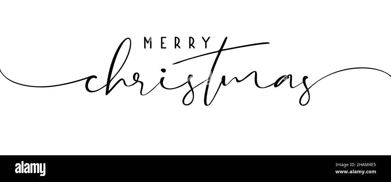 Frohe Weihnachten Kalligraphie Schriftzug Phrase. Handgezeichnete moderne Schrift isoliert auf weißem Hintergrund. Creative Xmas Vektor Pinsel Tinte Text Illustration Stock Vektor