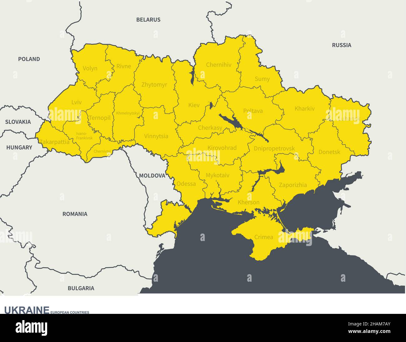 Ukraine. Ukraine Karte. europäische Länder Vektor-Karte. Stock Vektor