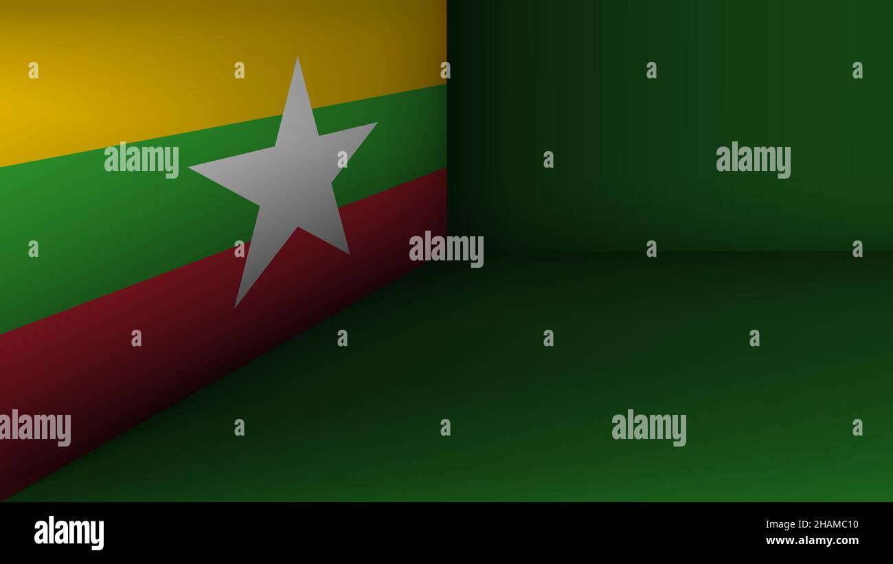 EPS10 Vektor Patriotischer Hintergrund mit Myanmar Flaggen Farben. Ein Element der Wirkung für die Verwendung, die Sie daraus machen möchten. Stock Vektor