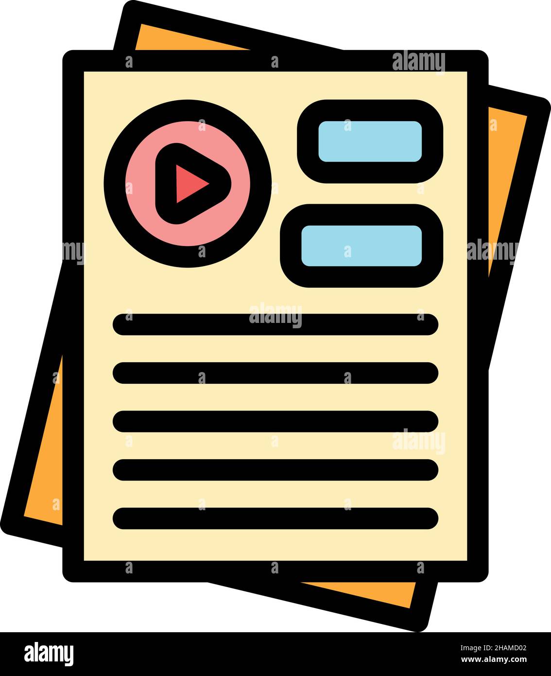 Symbol für Filmszenario. Kontur Film Szenario Vektor Symbol Farbe flach isoliert Stock Vektor