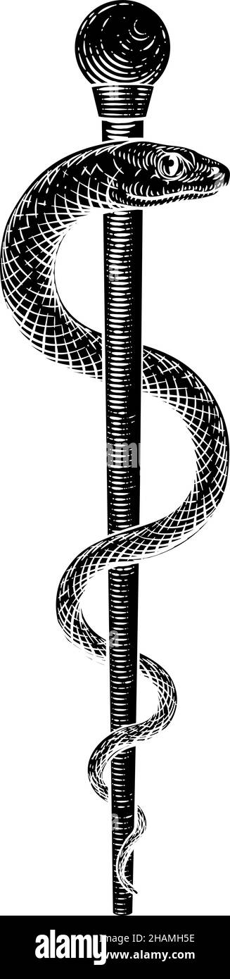 Rute von Asclepius Vintage Medical Snake Symbol Stock Vektor