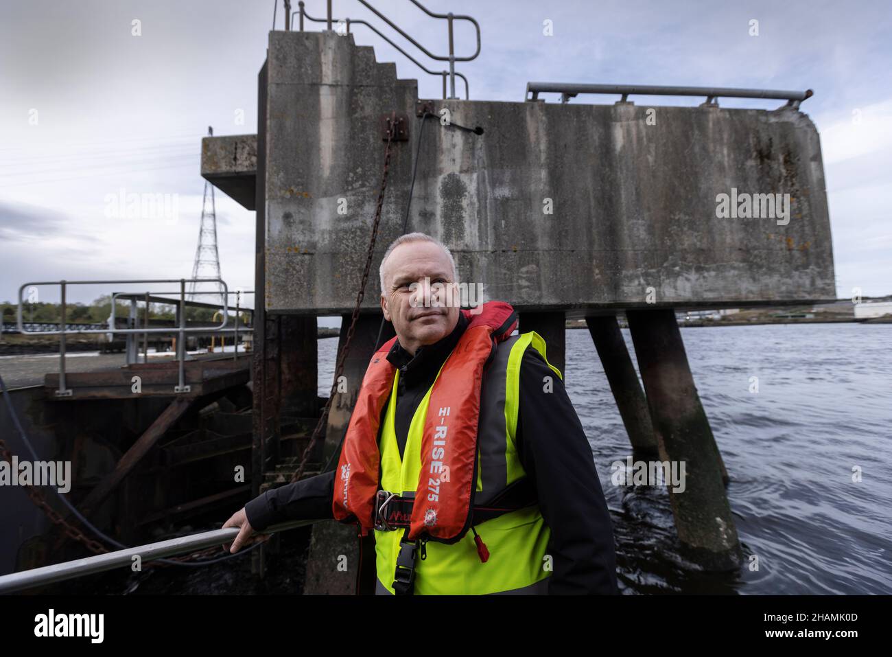 CEO anders Opedal von Norwegens größtem Energieversorger besucht das Gebiet im Hafen von Tyne und wird zum Stützpunkt des weltweit größten Offshore-Windparks, Großbritannien Stockfoto