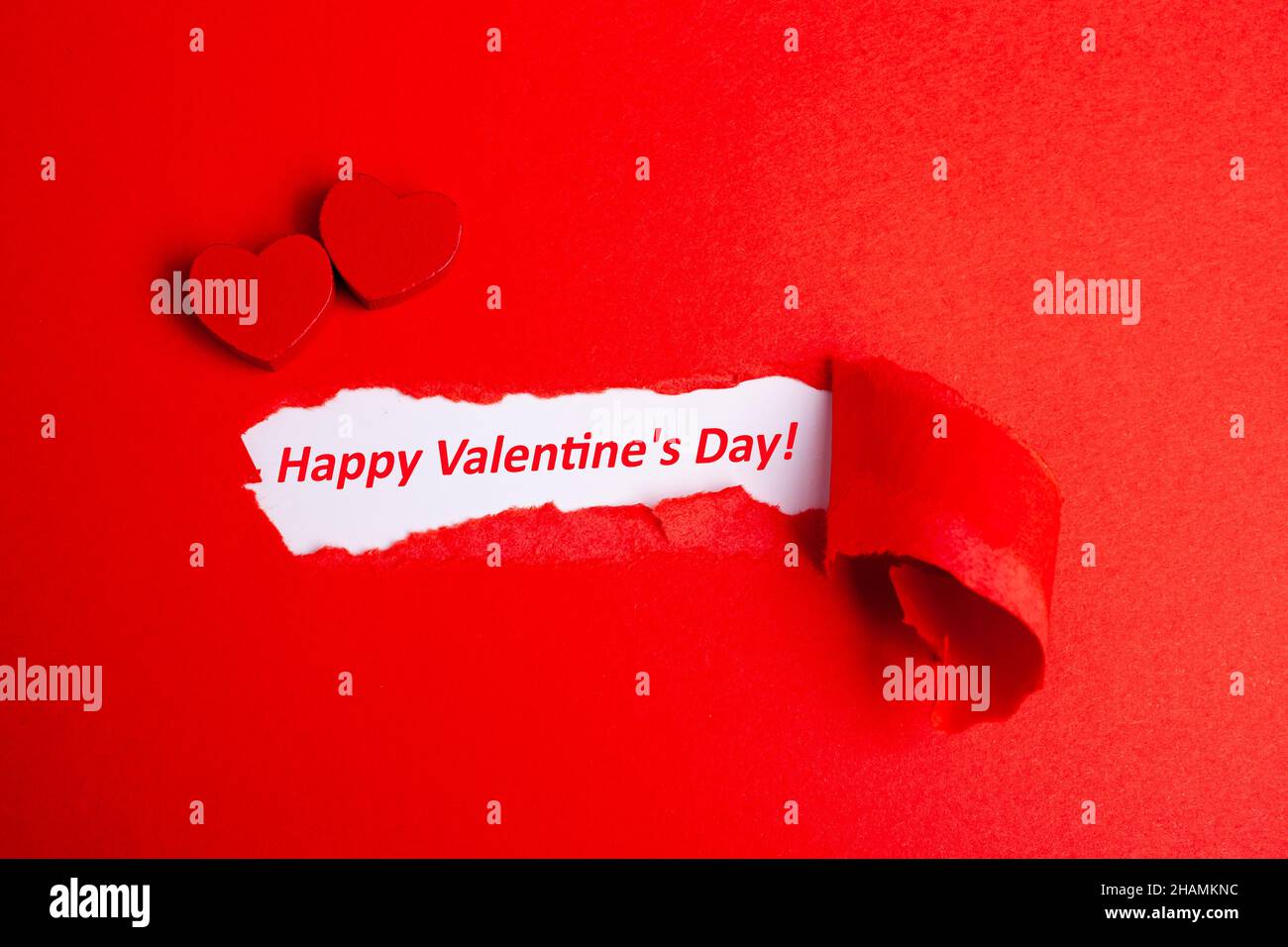 Happy Valentines Tag zerrissenes Papier Konzept Stockfoto