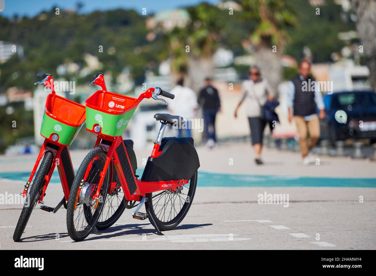 Marseille: Elektrofahrräder der Selbstbedienungsfirma Lime Stockfoto