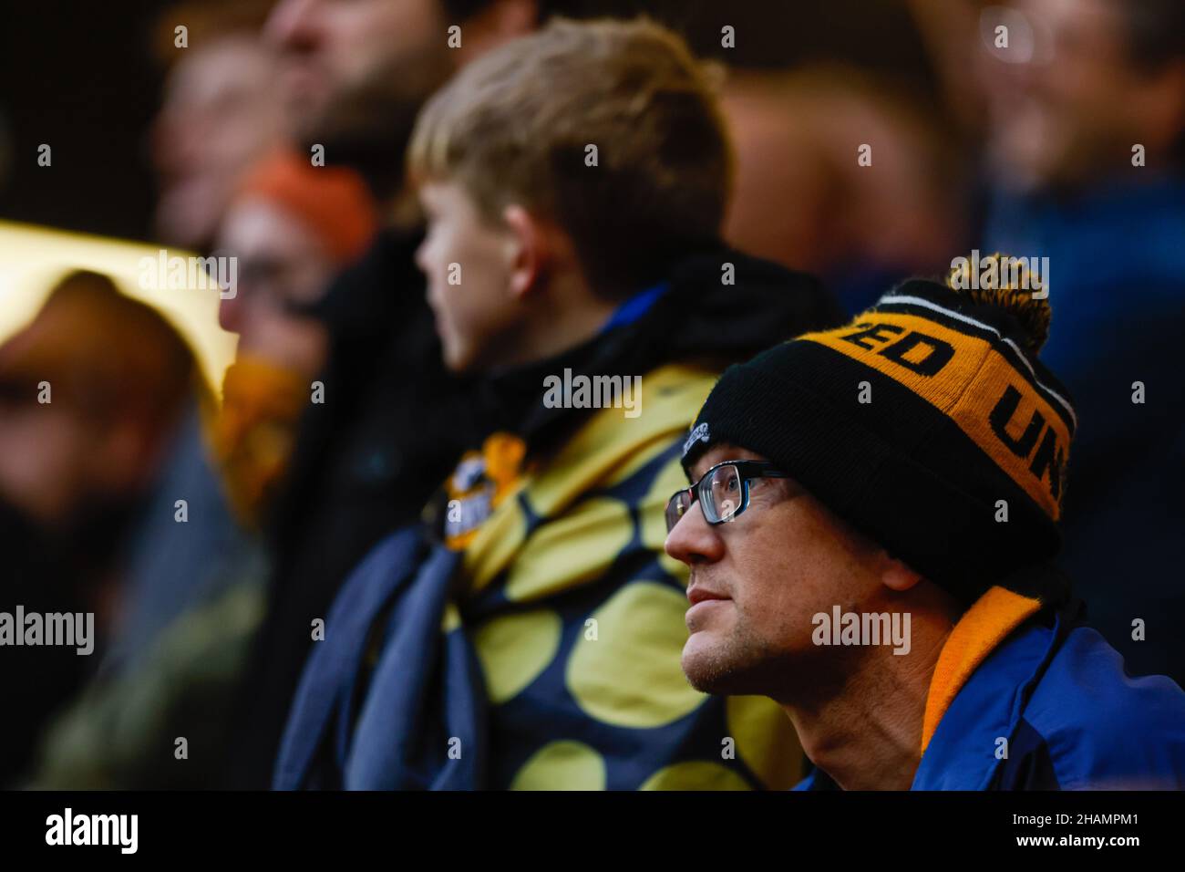 Cambridge United Fans während des Sky Bet League One Spiels im The Valley, London. Bilddatum: Samstag, 11. Dezember 2021. Stockfoto