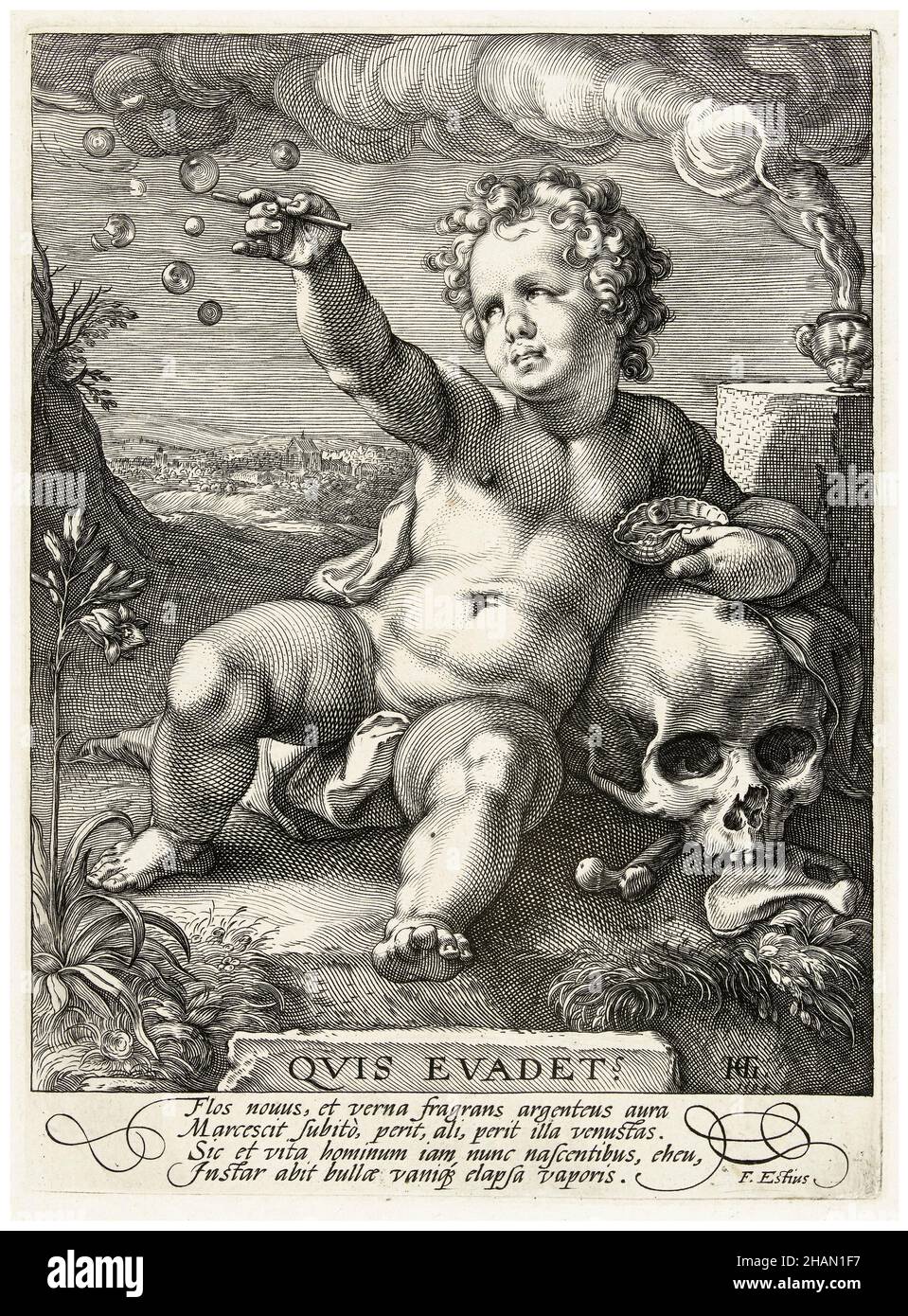 Homo Bulla, Stich von Hendrik Goltzius, 1594 Stockfoto