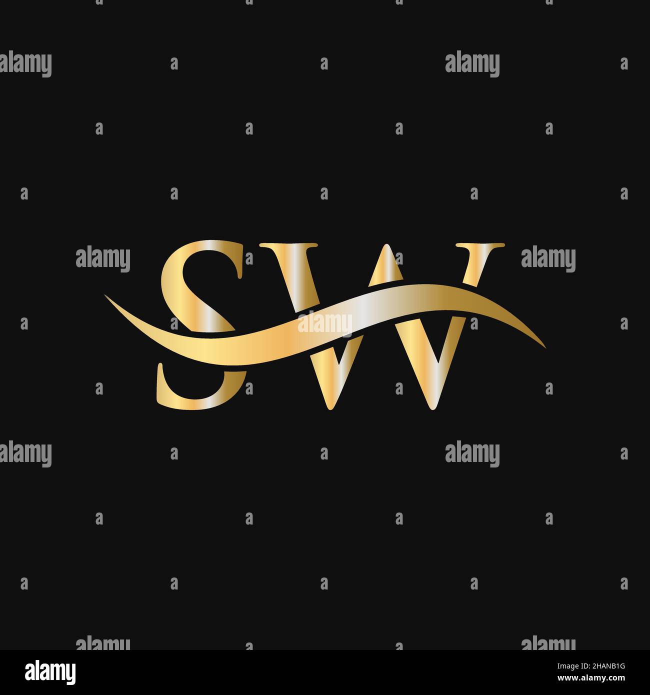 Design-Vorlage für das SW-Logo. SW, S W Letter Logo Modern, flach, minimalistisch, Business, Firmenzeichen Stock Vektor