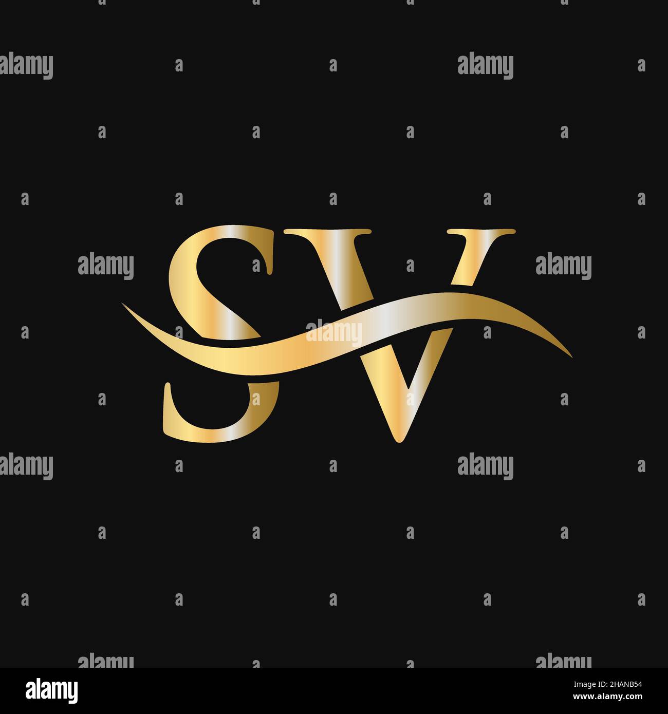 Design-Vorlage für das SV-Logo. SV, S V Buchstabe Logo modern, flach, minimalistisch, Geschäft, Firmenzeichen Stock Vektor