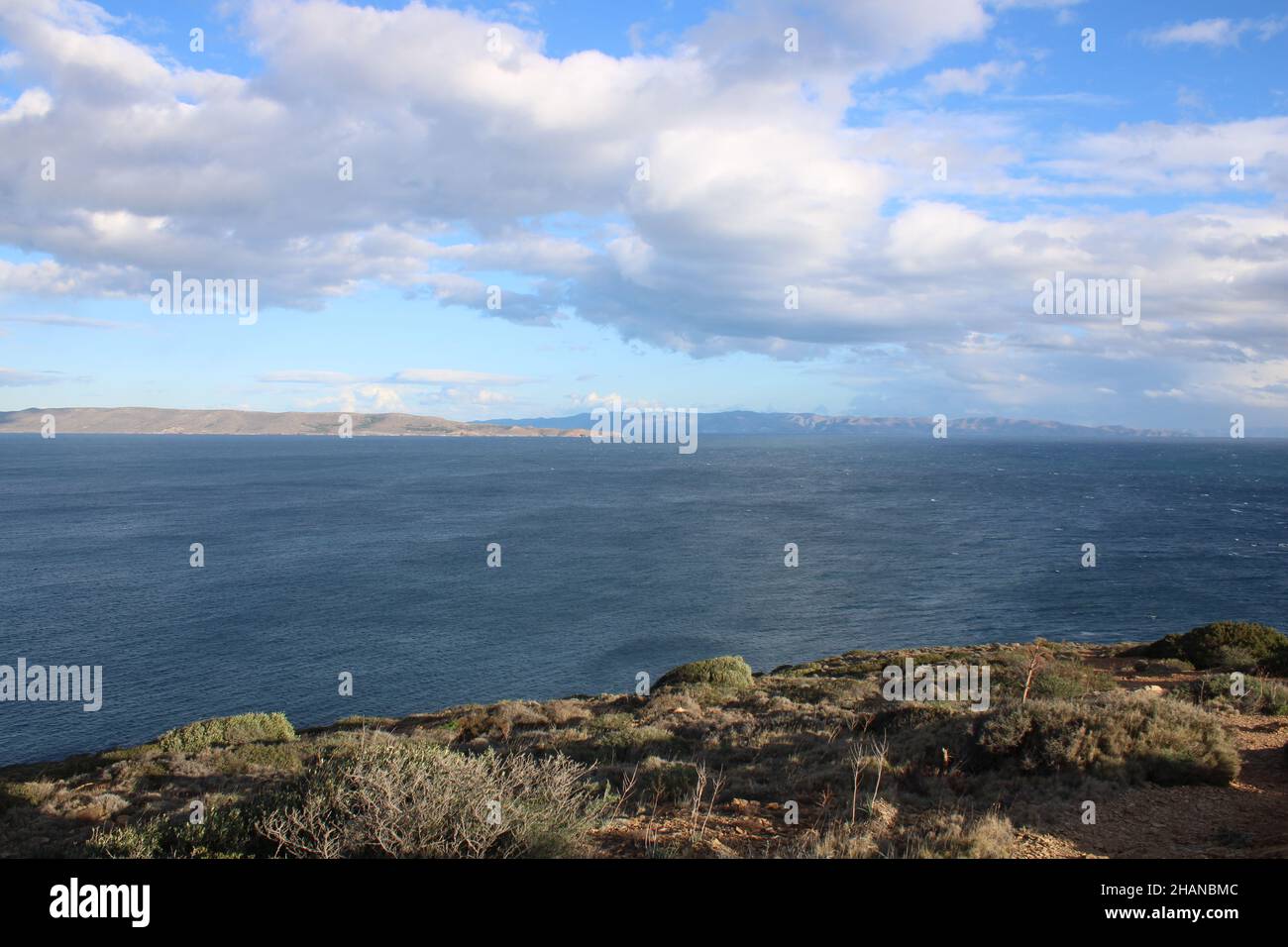 Blick auf die Ägäischen Inseln vom Kap Sounio Stockfoto