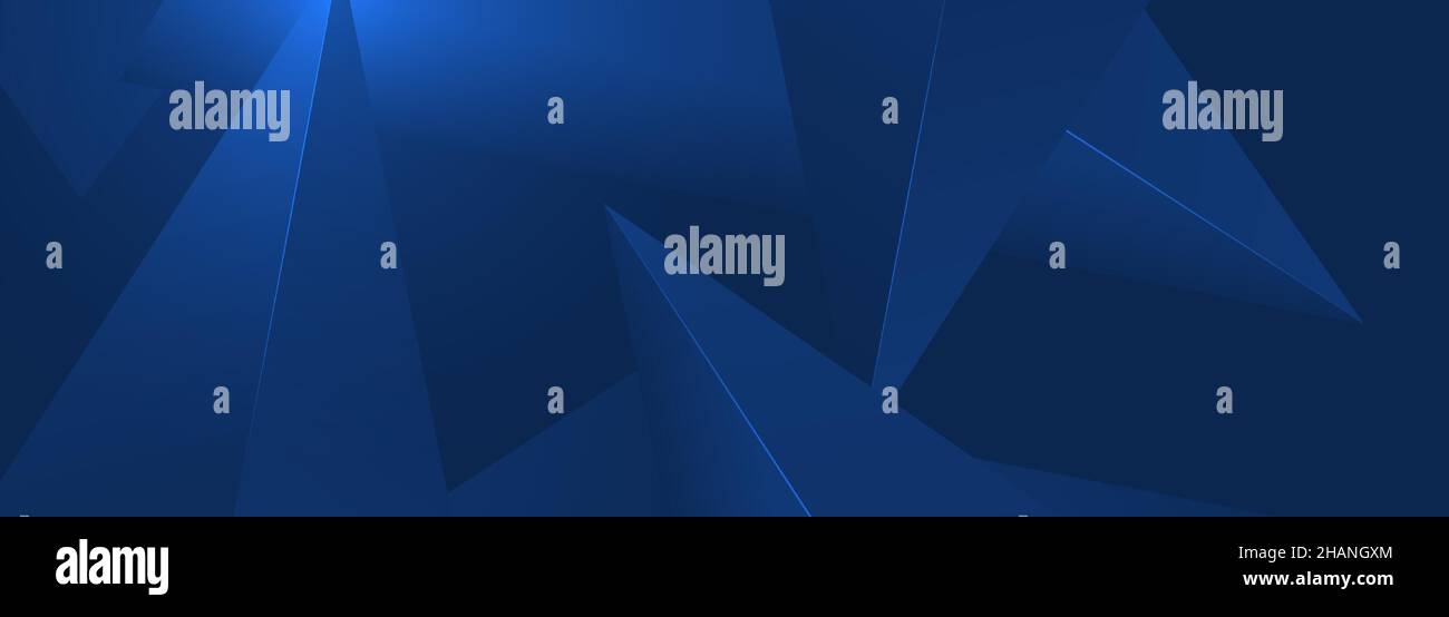 Abstraktes, modernes, dunkelbreites blaues Banner mit gradienten dunkelblauen Hintergrund und abstrakten grafischen Elementen. Stock Vektor