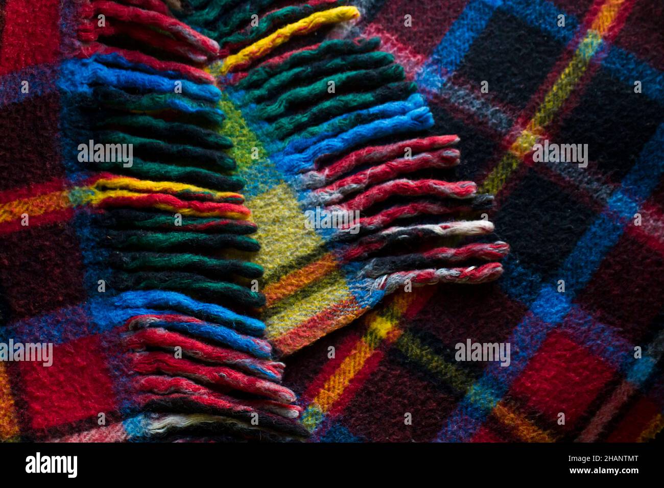 100% reine Wolle, karierten Scotch Decke Hintergrund, Draufsicht  Stockfotografie - Alamy