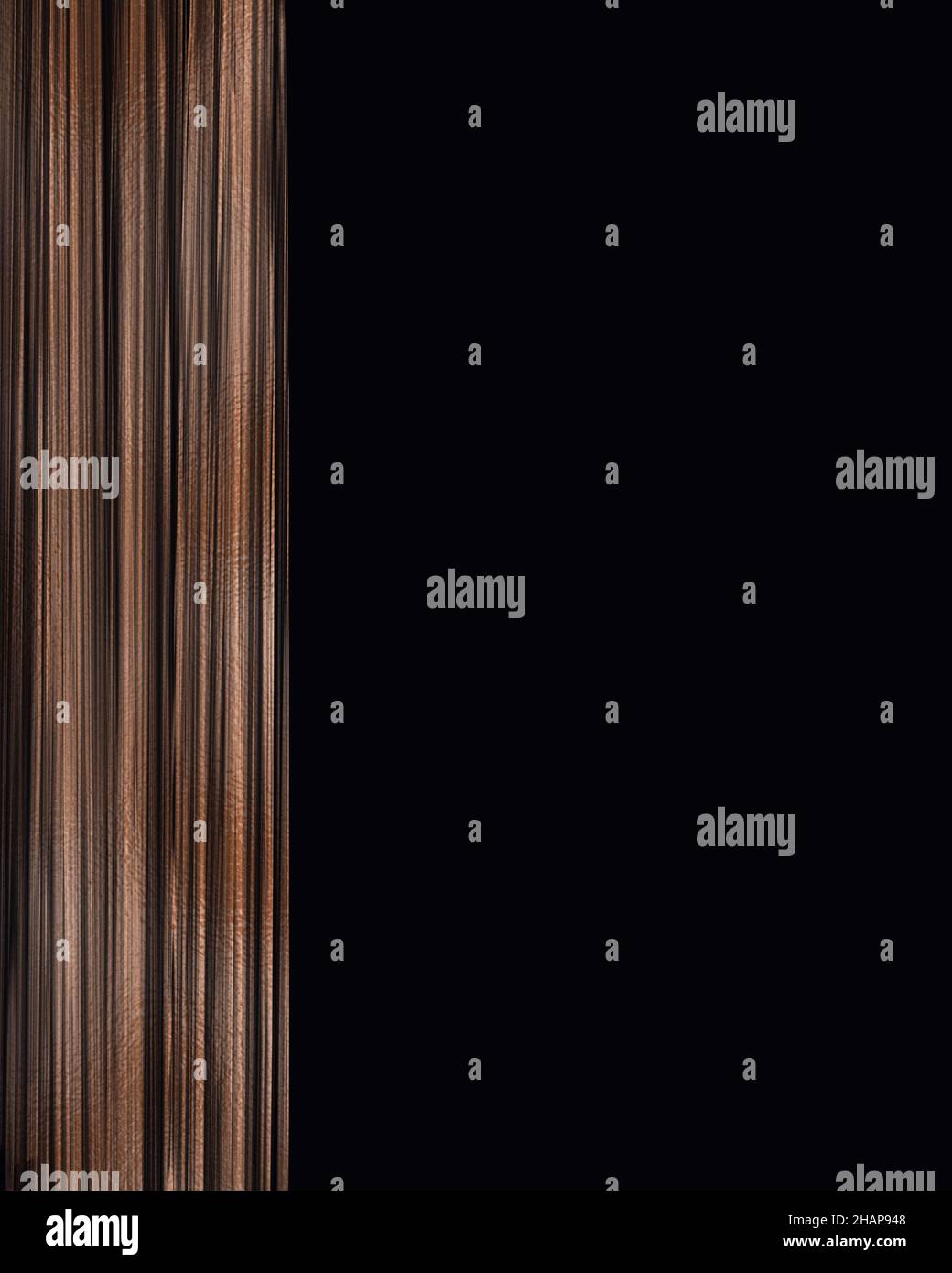 Roségoldfarbene Streifen, Striche, Linie auf schwarzem Hintergrund. Stockfoto