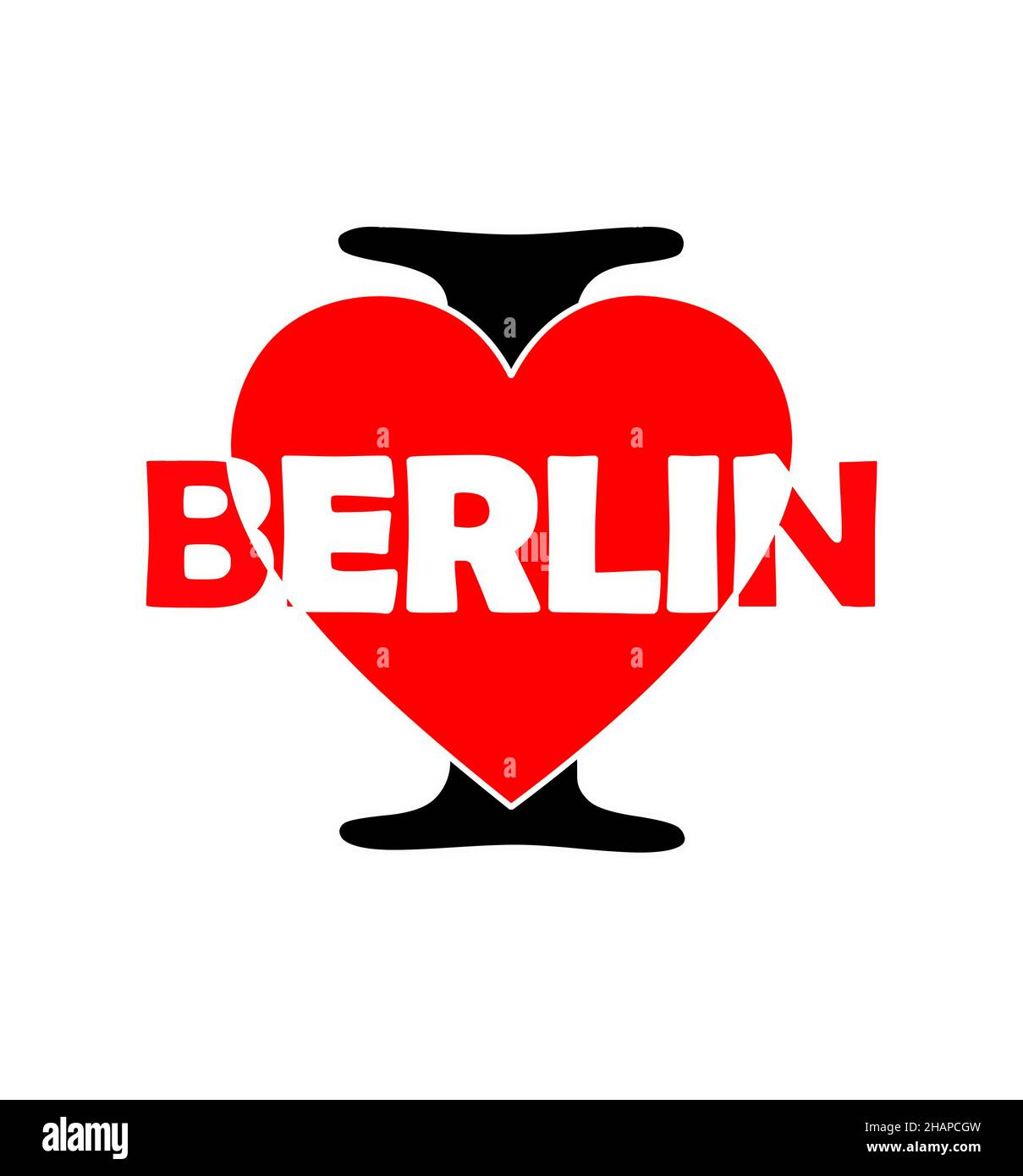 europäische Hauptstadt berlin mit einem roten Liebesherz Stockfoto