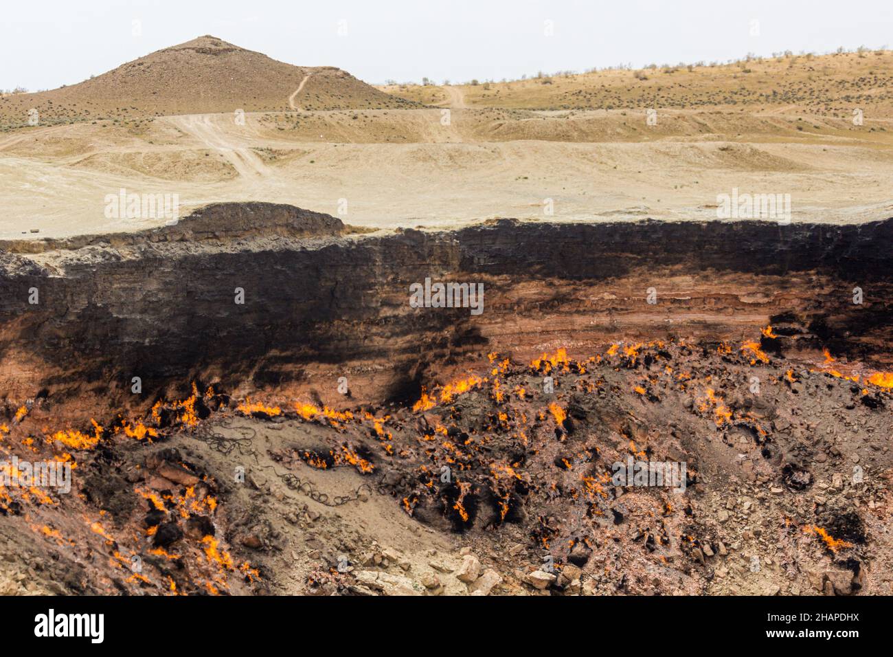 Darvaza Derweze-Gaskrater nannte auch die Tür zur Hölle in Turkmenistan Stockfoto