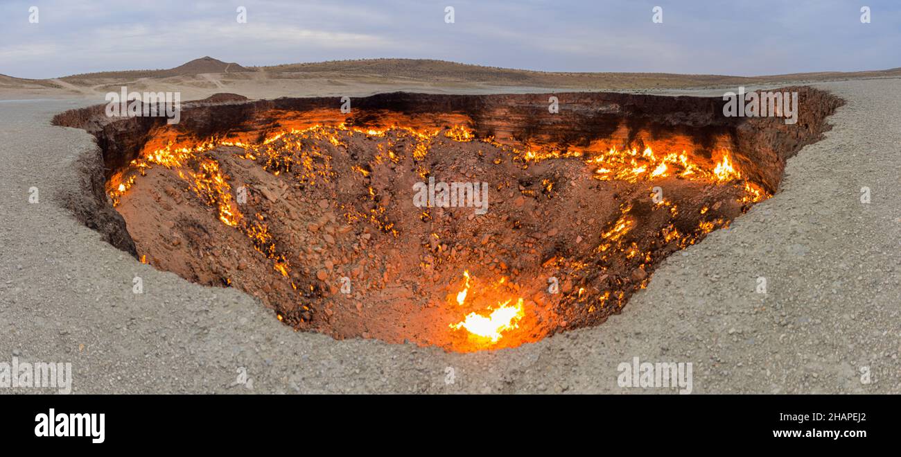 Darvaza Derweze Gaskrater Tor zur Hölle oder Tor zur Hölle in Turkmenistan Stockfoto