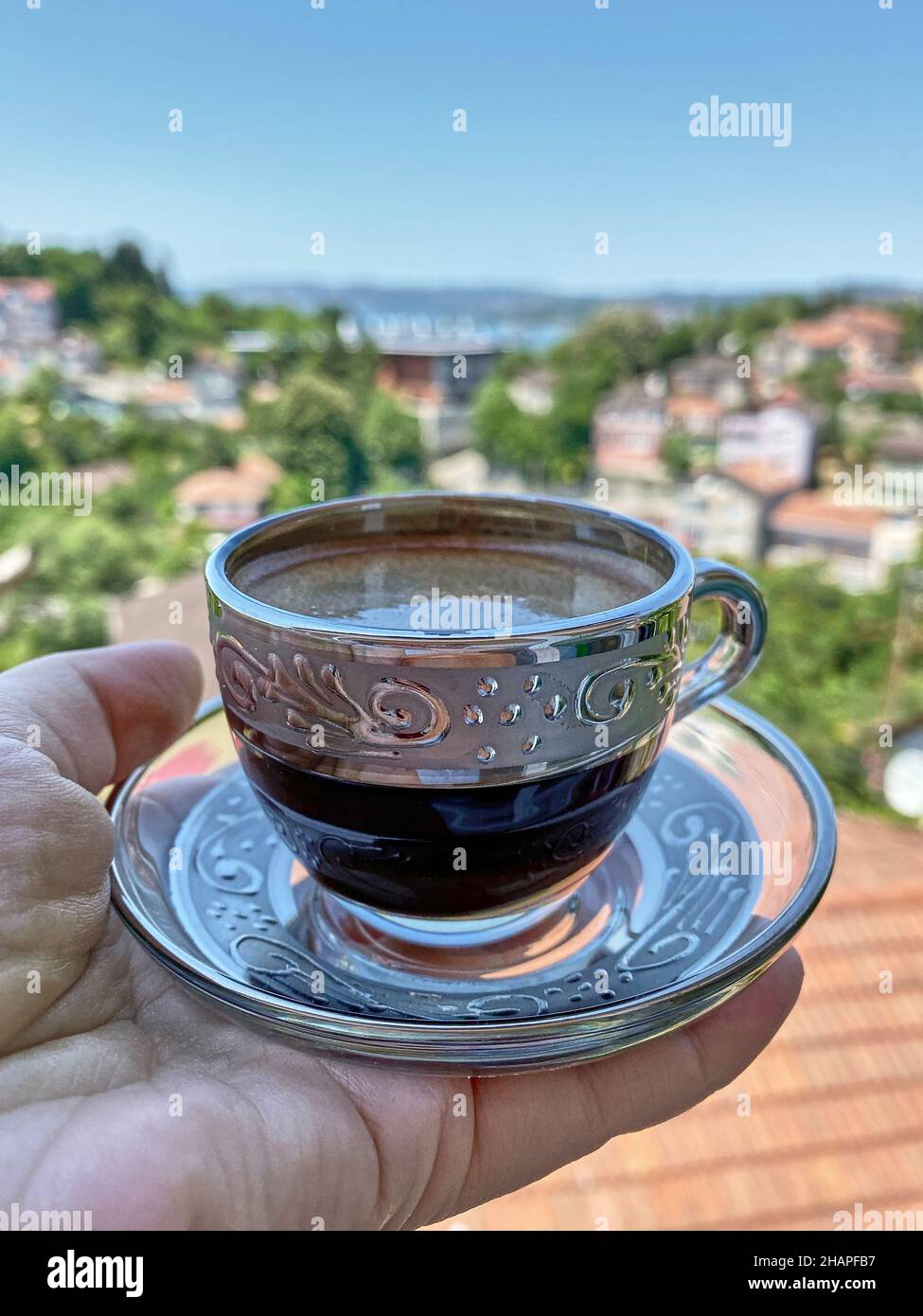 Türkisches Kaffeekonzept in der Nähe geplant Stockfoto