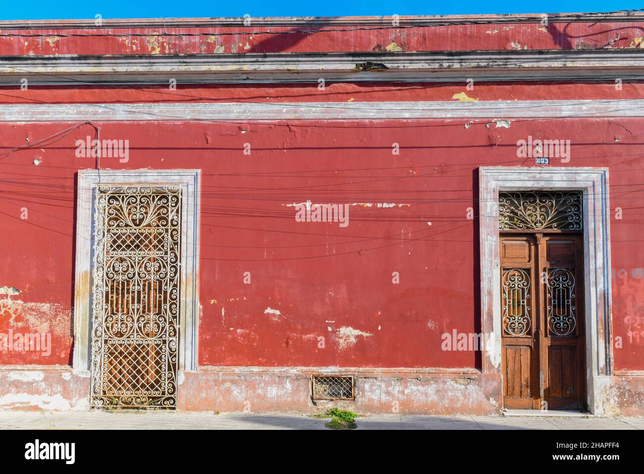 Verfallener Kolonialstil Haus, Merida Mexiko Stockfoto