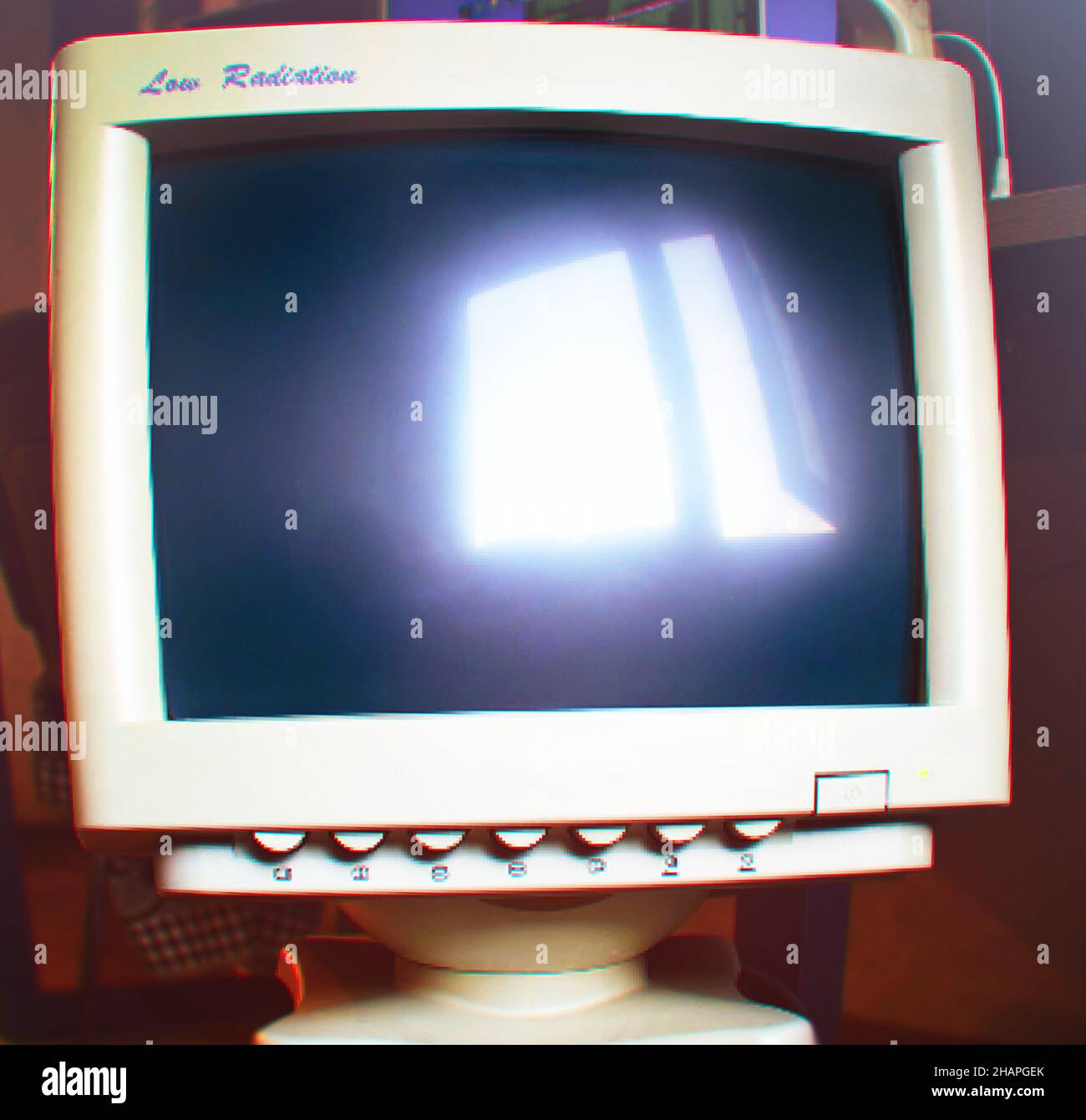 Retro-Computermonitor chromatischer Hintergrund Stockfoto