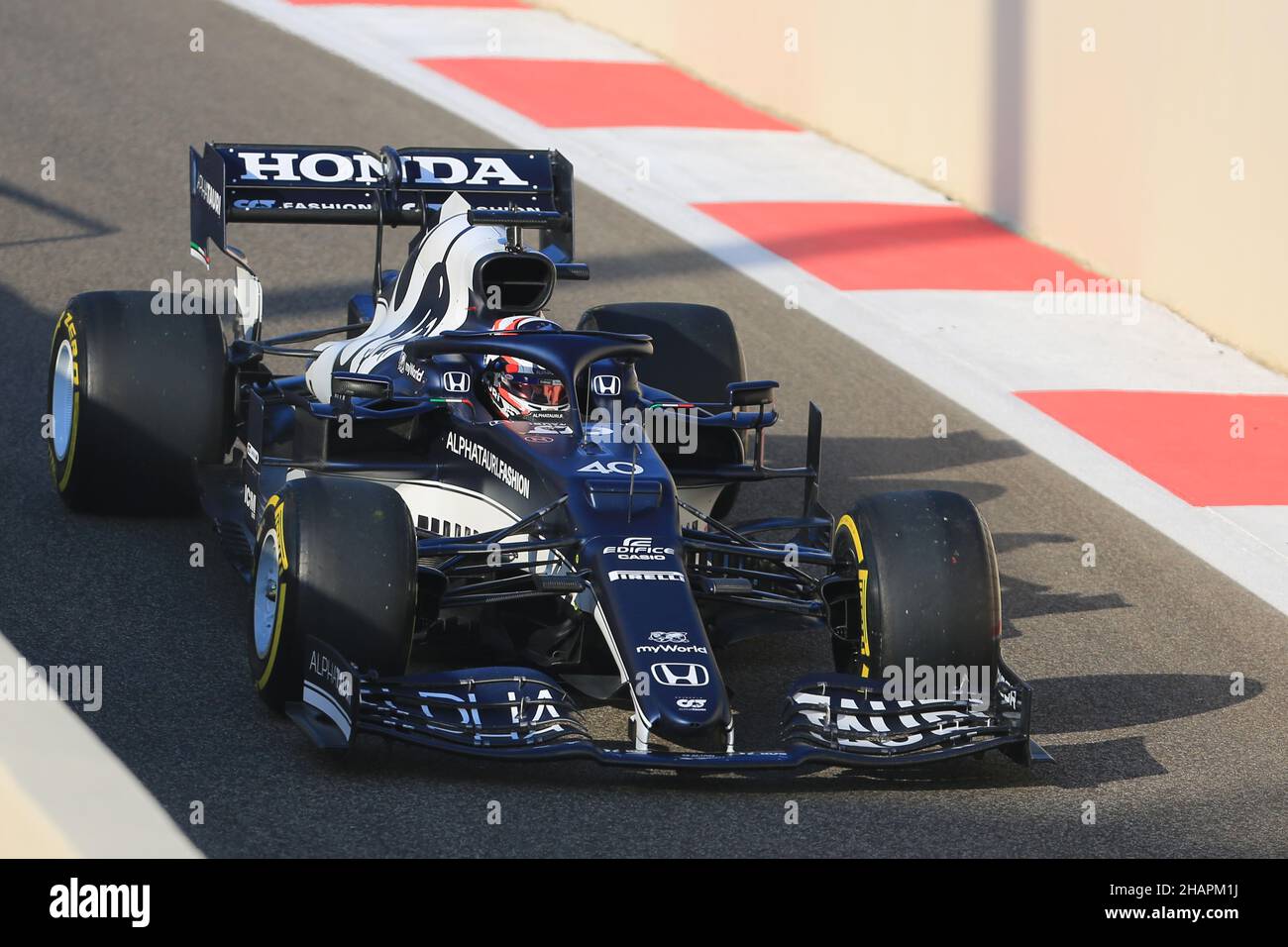 14th. Dezember 2021; Yas Marina Circuit, Abu Dhabi, Vereinigte Arabische Emirate: FIA Abu Dhabi F1 Nachsaison Pirelli und Jungfahrertest, Tag 1: Scuderia AlphaTauri Honda, Liam Lawson Stockfoto