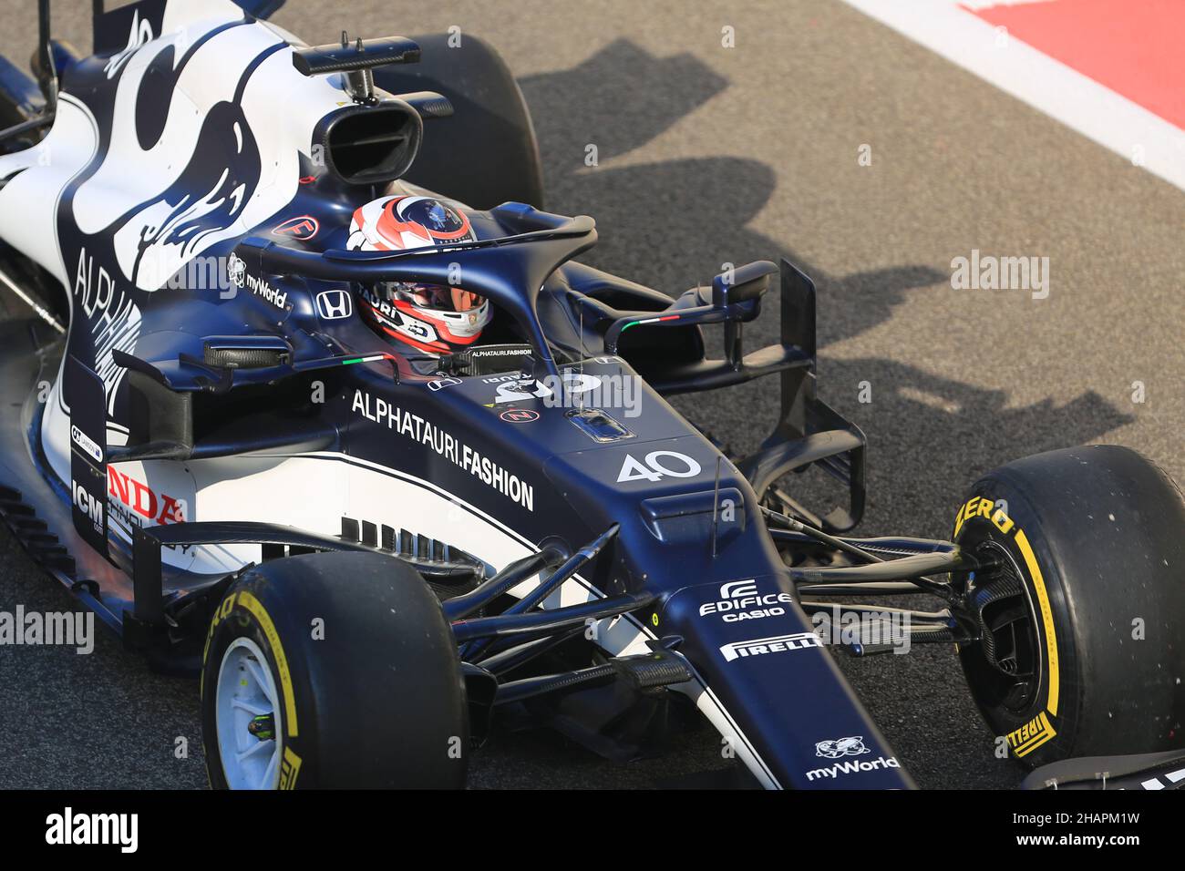 14th. Dezember 2021; Yas Marina Circuit, Abu Dhabi, Vereinigte Arabische Emirate: FIA Abu Dhabi F1 Nachsaison Pirelli und Jungfahrertest, Tag 1: Scuderia AlphaTauri Honda, Liam Lawson Stockfoto