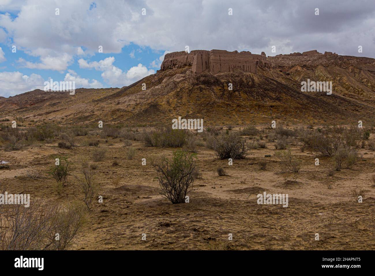 Ruinen der Festung Ayaz Qala in der Kyzylkum Wüste, Usbekistan Stockfoto