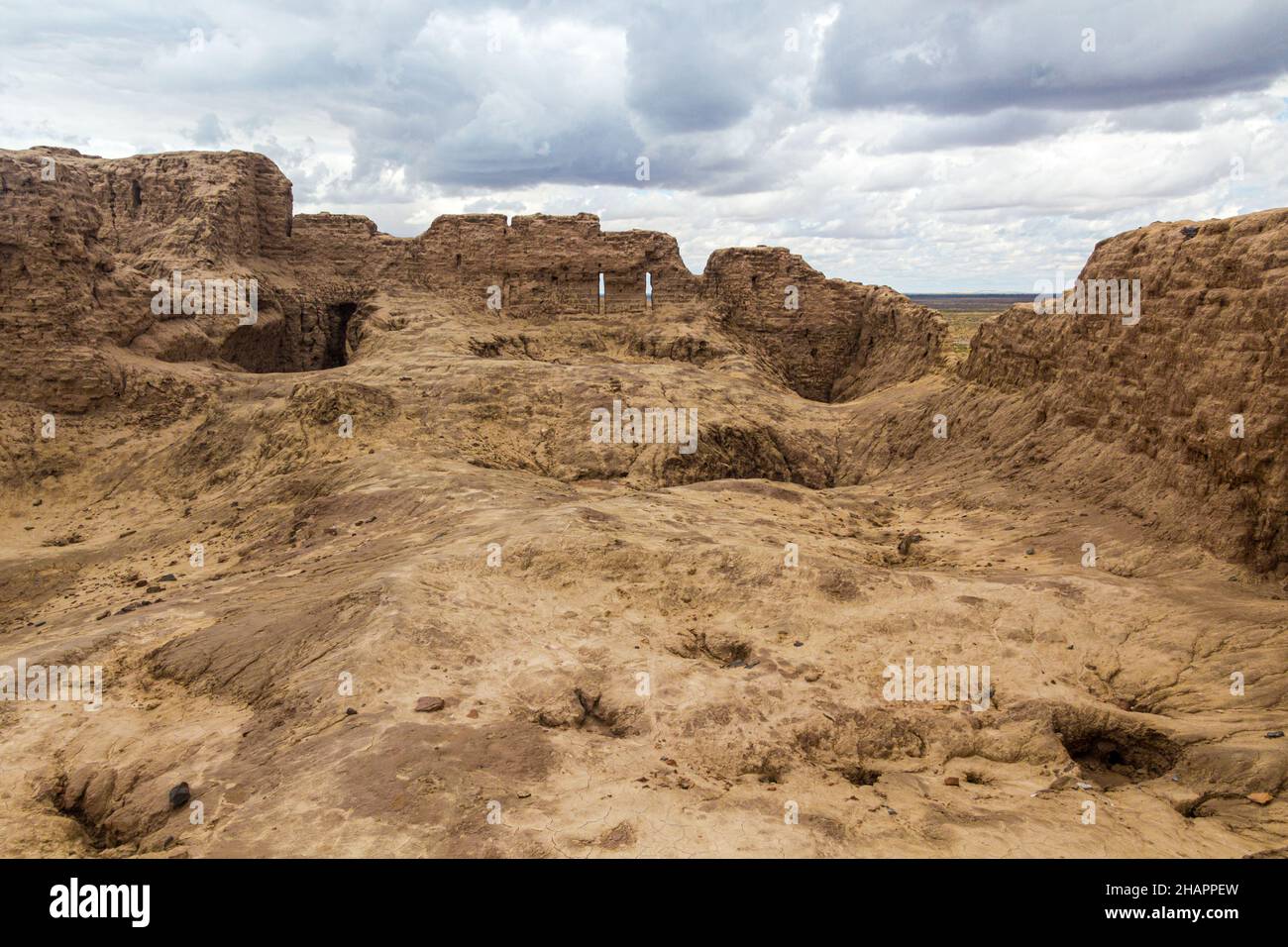 Ruinen der Festung Ayaz Qala in der Kyzylkum Wüste, Usbekistan Stockfoto