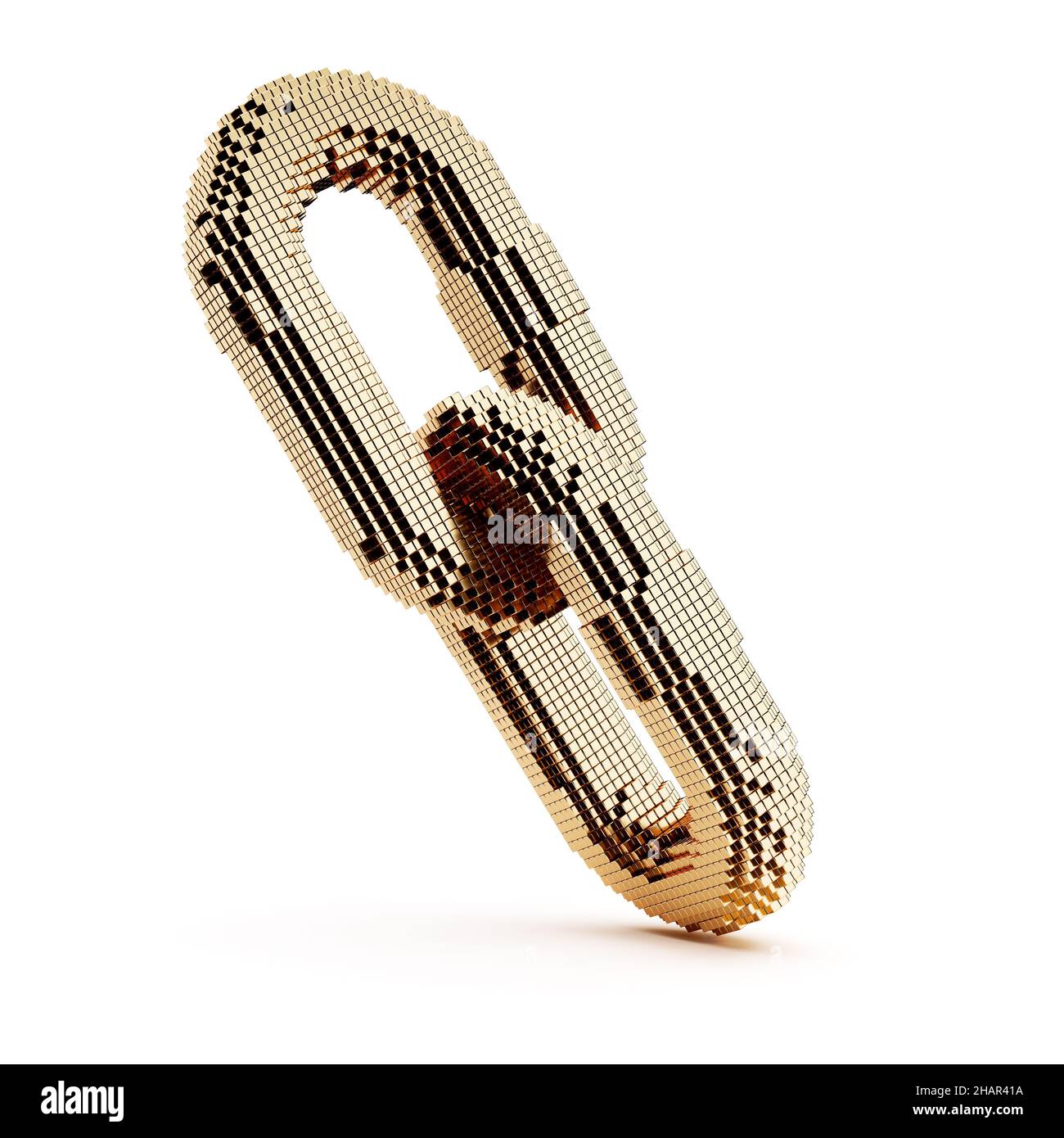 Blockchain digitale goldene Kette mit Blockverbindungsform. Basiskonzept für Big Data-Box-Knoten. 3D Rendering-Illustration Stockfoto